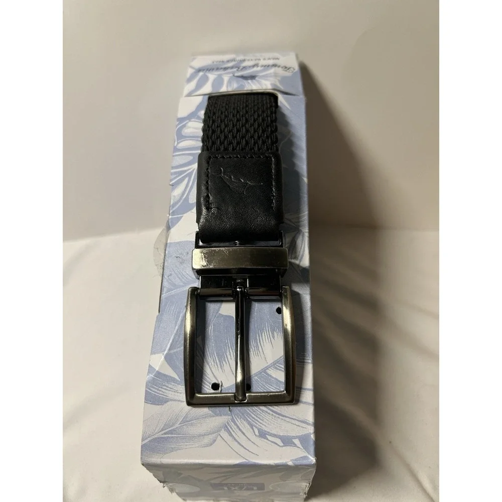 Men's Tommy Bahama Black/Gray Stretch Braided Reversible Black/Grey Belt L/XL B1